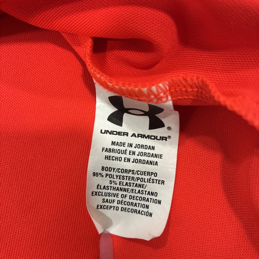 Under Armour Heatgear Polo Shirt Men's Large Loose Fit Short Sleeve Orange - Picture 7 of 13